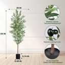 Artificial Olive Tree, 7FT Tall Faux Olive Trees 84in Outdoor Fake Potted Silk Plant with Trunk and Realistic 1048 Leaves and 40 Fruits for Modern Office Home Decor Indoor1pack