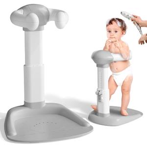 COOSEYA Baby Bath with Shower Stand Support|Anti-Pinch Soporte para Baera de Beb Adjustable Shower Tower and Anti-Slip for Toddler Standing Up Themselves,Ideal Gift for Infants 6-36 Months (Grey)