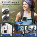 Portable Waist Clip on Fan, 10000mAh Belt Personal Fan Rechargeable With Flashlight Power Bank for Night Fishing, Camping - 5 Speed Wind Adjustment for Outdoor Workers, Sports Lovers -Gray Black