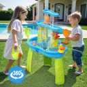 Hugut Upgraded 3-Tier Sand Water Table Outdoor Sensory Play Table for Kids, Ideal Gift for Backyard Summer Fun
