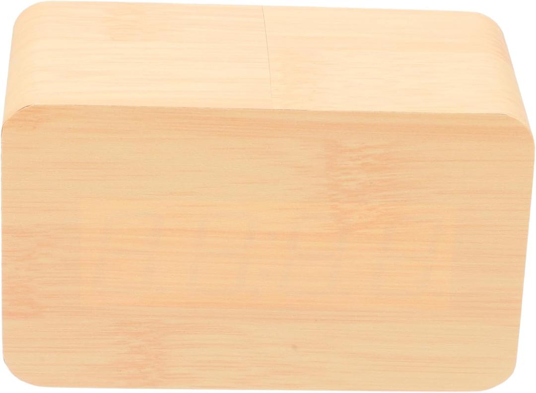 / Digital Alarm Clock Thermometer in Bamboo Led Display Ideal for Home Office 12.4 * 10 * 6.6cm