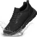 Work Shoes for Men Water-Repellent Kitchen Chef Tennis Shoes for Men Comfy Breathable Food Service Restaurant Sneakers All Black (10.5)