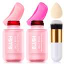 2 Pcs Jelly Blush Contour Stick for Cheeks Eyes Lips Lightweight Dewy Finish Blush Stick Waterproof Long Lasting Lightweight, Sheer & Buildable Color Makeup Set for Wome (SET A)