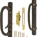 Patio Sliding Glass Door Handle Set with Mortise Lock 45 Keyway, Non-Keyed Offset Position Zinc Diecast I/E Pull Handles, Fits 3-15/16" H.C., 1-3/8" to 2-1/4" Thick Doors, Non-Handed, Black