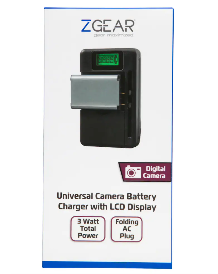 ZGEAR - Universal Camera Battery Charger W/LCD Charge Display