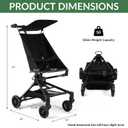 Lightweight Travel Stroller for Airplane,10.5 lbs Compact Foldable Baby Stroller with Sun Visor & Storage Basket,Convenience Airplane Strollers with Lockable Rear Wheels and Breathable Fabric,Midnight