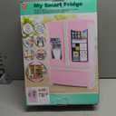 Refrigerator Toy Fridge with Ice Dispenser, Kids Pretend Play Kitchen Accessories with Toy Food Drink Bottles Milk Cans, Play Kitchen Appliances Set for Girls Age 3+, White