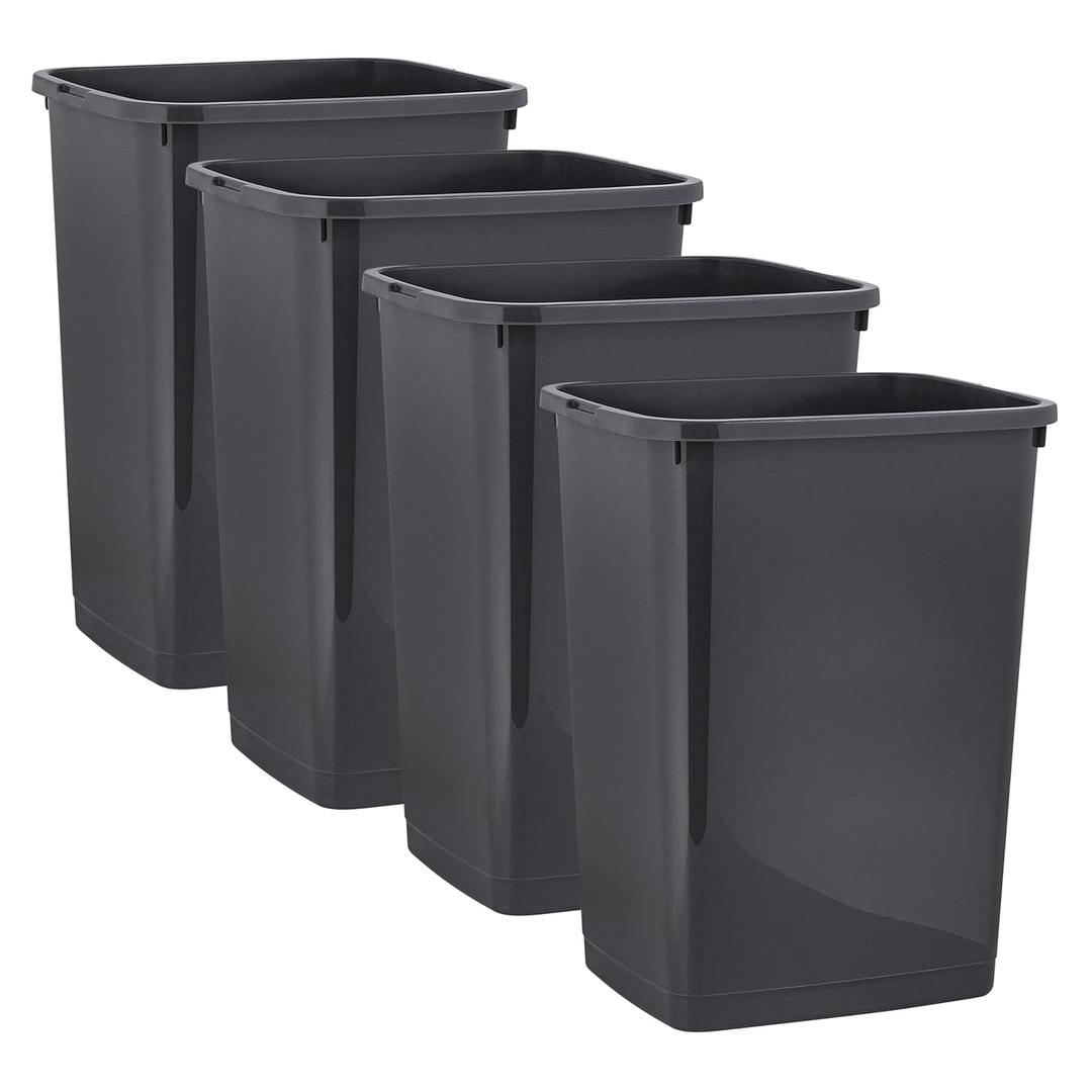Superio Large Kitchen Trash Can 13 Gallon, 52 Qt Waste Bin for Kitchen, Garage, Indoor and Outdoor Trash Can (4, Dark Grey)