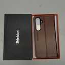SHIELDON Case for Galaxy S25+ 6.7" 2025, Genuine Leather Flip Wallet Book Case Magnetic RFID Blocking Credit Card Holder Kickstand Shockproof Cover Compatible with Galaxy S25 Plus - Retro Brown