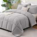 CozyLux King Size Comforter Set - 270GSM French Grey Bedding Sets for All Seasons, 3 Pieces Box Stitched Bed Set with 1 Down Alternative Comforter and 2 Pillow Shams, Soft, Lightweight, Durable