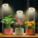 Aokrean Grow Light, 48 LEDs Full Spectrum Plant Lights for Indoor Growing, Height Adjustable Wood Grain Plant Grow Light with Base, 3 Optional Spectrums, Auto Timer 6/12/16Hrs, 5 Brightness