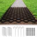 Gravel Grid 2'' Depth with Metal Stakes, 6.6x33 FT Geogrid for Gravel Driveway 2200 lbs per Sq FT Erosion Control Ground Grid Gravel Stabilizer Grid for Driveway, Parking Lot, Slope, Walkway, Patio