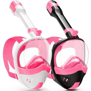 Full Face Snorkel Mask, Snorkeling Gear for Adults Kids with Latest Dry Top Breathing System and Detachable Camera Mount, with 180 Degree Panoramic View