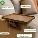 Sofa Table Tray - Bamboo Couch Armrest Table Universal Fit - Sofa Table With Non-Slip Pads to Keep Things in Place -13 x 9.5 Inch Armrest tray table for couch (Brown)