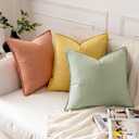 MIULEE Decorative Linen Pillow Covers 18x18 Inch Yellow Boho Farmhouse Neutral Couch Throw Pillows for Bed Pack of 2 Accent Modern Pillowcase Summer Sofa Livingroom Home Decor