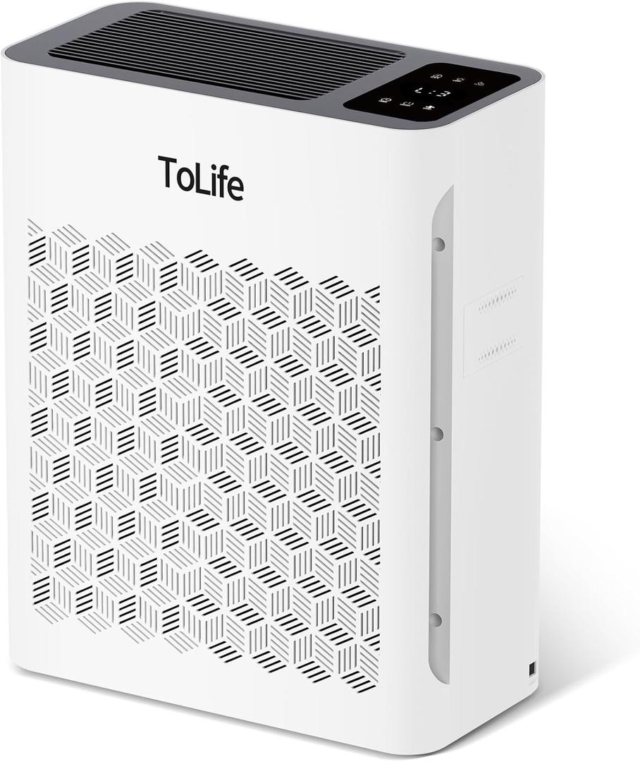 Tolife Powerful Air Purifiers for Home Large Room Up to 2000 FtPets with Washable Filter, Sleep Mode, Timer, HEPA Filter Pet Air Purifier for Bedroom,White