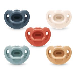 NUK Timeless Comfy Pacifier | 100% Silicone, One-Piece Design | BPA-Free, Gentle on Babys Skin | 5-Pack, for 0-6M (Multi Colored)