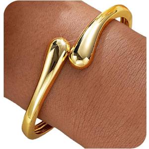 MTINEAPS Gold Bangle Bracelets for Women Teens Trendy Chunky Adjustable Twist Cuff Bracelet Jewelry Gifts
