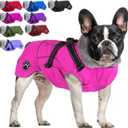 Doglay Dog Coat with Harness, Reflective Warm Dog Jacket Waterproof Puppy Winter Coat for Cold Weather, Adjustable Fleece Jacket for Dogs (Pink, Medium)