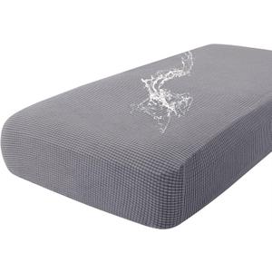 hyha Waterproof Couch Cushion Covers for Pets, Non Slip Sofa Seat Cover for Dogs Washable, Soft Thick Stretch Jacquard Fabric, Sofa Slipcovers with Elastic Bottom (1 Piece for Large, Middle Grey)
