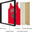 16x20 Large Shadow Box Picture Frame with Soft Linen Back, Black Wooden Youth Kids Jersey Frame Display Case with Tempered Glass Cover for Wall Display
