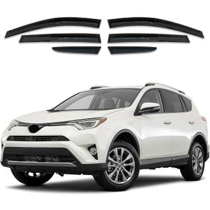 Window Visor 6 Piece Set for Toyota RAV4 2013 2014 2015 2016 2017 2018 Safe RAIN Out-Channel Guard Deflector (for RAV4 13-18 6-Piece Set)