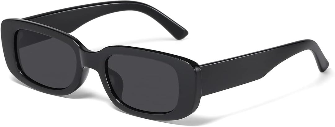 JASPIN Rectangle Sunglasses for Women Men Trendy Y2k Retro 90s Sun Glasses UV400 Protection Cool Square Frame (Black)