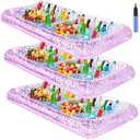 Leitee 3 Pcs Inflatable Serving Bar 52 x 24 x 5'' Ice Buffet Serving Tray Drink Cooler with Drain Plug Inflatable Pool Bar for Party Food Drink Holders with a Hand Pump(Glitter Purple)