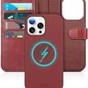 TUCCH Wallet Case for iPhone 15 Pro Max, [Removable] Stand RFID Blocking 4 Card Slots Wireless Charging Protective Case, 2-in-1 Detachable PU Leather Folio Compatible with iPhone 15 Pro Max, Dark Red