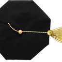 MyGradDay Doctoral Graduation Tam 8 Sides Doctorate Cap PhD Blue/Black Velvet with Gold Bullion Tassel (Black)