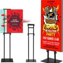 Poster Stand for Display Pedestal Sign Stand,Adjustable Floor Standing Sign Holder,Heavy Duty Banner Stand with Base Height Up to 75 inch Double-Sided for Board & Foam Sign (Double-Pole Poster Stand,2Pack)