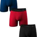Shinesty Hammock Support Mens Pouch Underwear | Boxer Briefs with Fly | 3 Pack (Large, Black/Red/Navy)