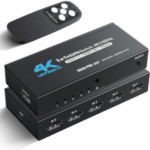 [Upgrade] NEWCARE 4K@60Hz HDMI Switch 5 in 1 Out with Type-C Charging Cable, HDMI Switcher with IR Remote,5 Port HDMI Selector Box Support HDMI 2.0, Compatible with TV PS5/4 Xbox Laptops PC Projector