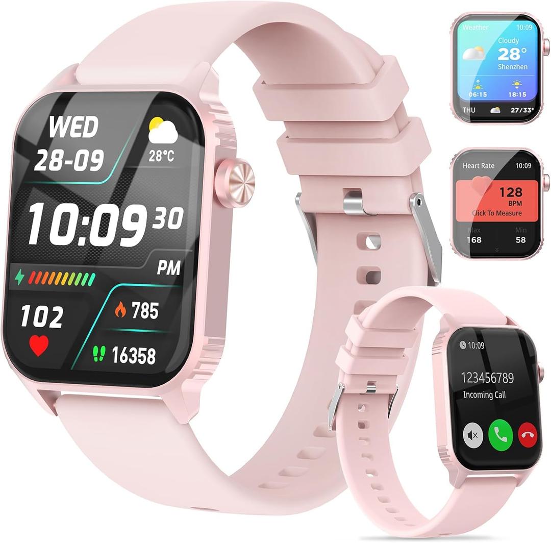 Smart Watch for Men, 120 Sports Modes Smartwatch with 1.83" HD Touchsreen, IP67 Waterproof, Sleep Monitor, Bluetooth Call & Music Control Fitness Watch for Android/iPhone (Pink)