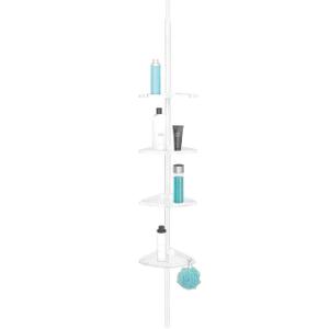 4 Tier Tension Pole Shower Caddy Plastic Corner Pole Adjustable Shelves 5-8ft White