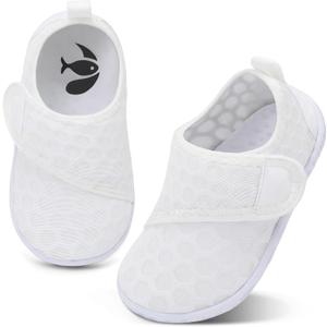 shopUAL Toddler Water Shoes Kids Girls Boys Beach Aqua Socks Skin Barefoot Walking Water Shoes Quick Dry Non-Slip Breathable Swim Pool Surf (White)