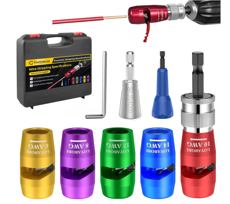 Wire Stripper for Drill, 2025 Upgraded Wire Stripping Tool & Wire Twisting Connector, 8 in 1 Professional Electrician Wire Nut Twister Tool for Drill 6-14 AWG Drill Wire Stripper 