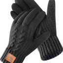 Merino Wool Gloves for Men & Women, Thermal Gloves With Touchscreen Warm Fleece Liner for Winter Cold Weather (X-Large, Black)