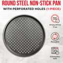 Non-Stick Pizza Pan with Holes - 13-Inch Perforated Pizza Crisper Carbon Steel Pizza Pan - 1 Round Pizza Trays PFOA PFOS and PTFE Free (Black)