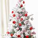 Ivenf Valentine's Day Decor Heart Decorations, 48 Pcs Red Pink Silver White Plastic Heart Tree Ornaments, Christmas Valentine Tree Decorations for The Home Wedding Dinner Gifts Table Tiered Tray Decor