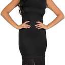 Black Sleeveless Fringe Midi Dress, XL Plus