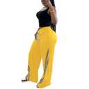 Ulovmi Women's Baggy Track Pants Drawstring Elastic Waist Jogging Sweatpants Wide Leg Casual Long Joggers Pants Yellow L