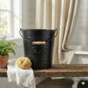 Autumn Alley Farmhouse Bathroom Trash Can - Decorative Rustic Black Trash Can Bucket with Wooden Handle for Bathroom, Bedroom, Office, Kitchen, Western Country Home Dcor, 2 Gal., Matte Black