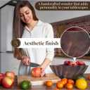 Folkulture Natural Ribbed Salad Bowl | 11 Large Mango Wood Serving Bowl for Salad, Fruit & Pasta | Decorative Wooden Bowl for Kitchen Island, Dining Table & Entertaining