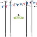 4 Pack String Light Poles for Outside, 10.5 Ft Outdoor String Light Poles for String Lights, Backyard Patio Light Poles for Bistro Party Wedding, Metal Pole for Outdoor String Lights