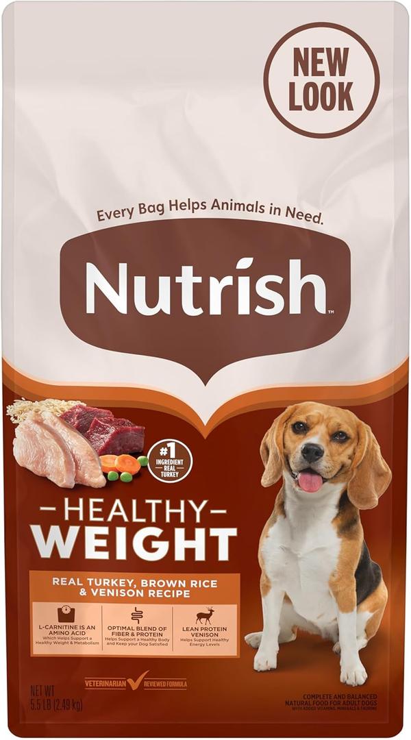 Nutrish Dry Dog Food, Turkey, Brown Rice & Venison Recipe for Weight Management, 5.5 Pounds
