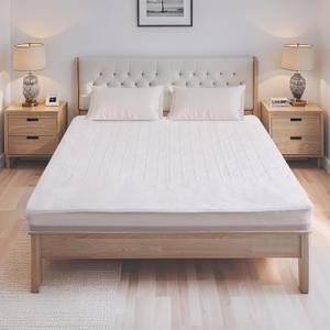 Electric Mattress Pad Full Size 54"x75" with 10 Hours Auto Off 4 Heat Setting Simple Controller Fit Up to 15 Inch Deep Pocket, Machine Washable- White