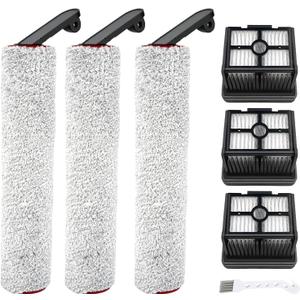 (7pcs) HEPA Filters & Replacement Brush Rollers Compatible For Dreame H12 Pro/ H12 Dual Wet Dry Vacuum Cleaner, Replacement Parts Accessories Kit Inclue 3 Vacuum Filter, 3 Roller Brush