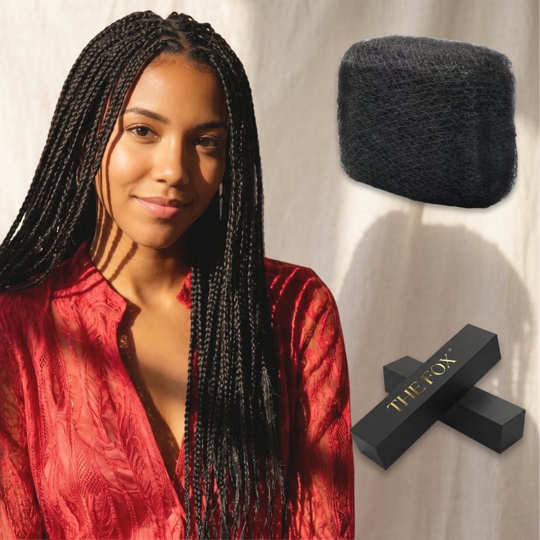 The Fox Afro Kinkys Bulk Human Hair Bundles for Braiding (18 Inch, Natural Color #1B, 50g), 100% Unprocessed Soft 4C Human Hair for Boho Braids, Twists, Dreadlocks & Loc Repair, Kid-Friendly