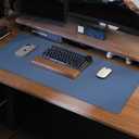 Desk Pad Mat - Leather Desk Pad Protector for Office and Home - Desk Organization and Accessories - Ideal for Large Mouse Pad and Desk Mats on Top of Desks(Grey Blue,31.5" x 15.7") (32" x 16")